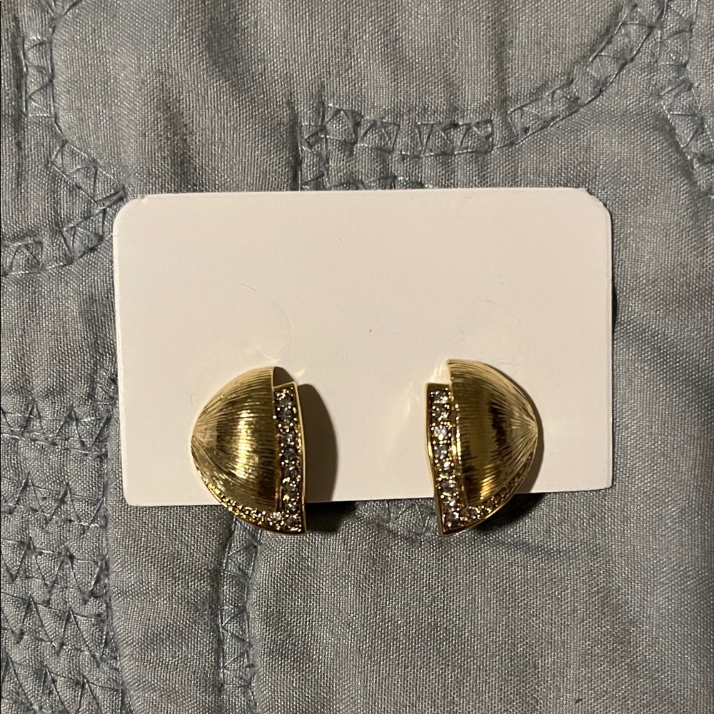 Christian Dior Gold and Crystal Clip Earrings